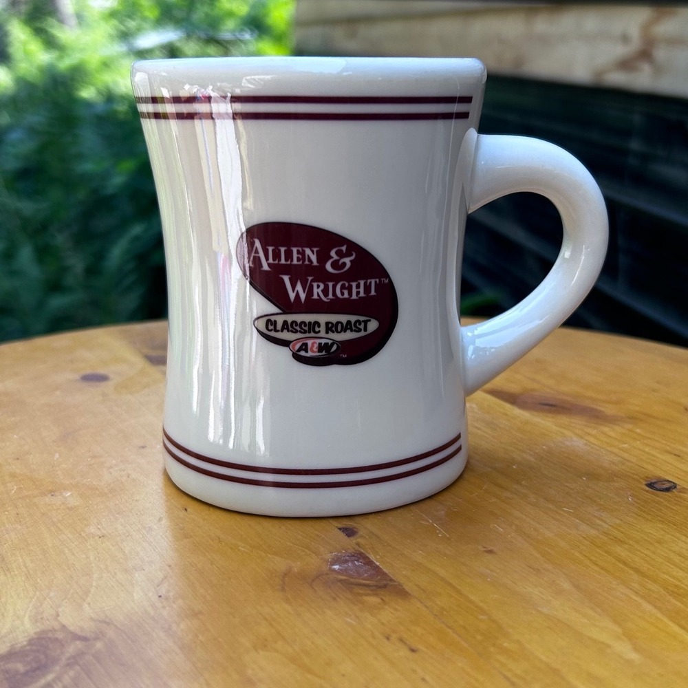 Vintage Coffee Mug Unisex One Size White Allen & Wright A&W Diner Restaurant Cup
